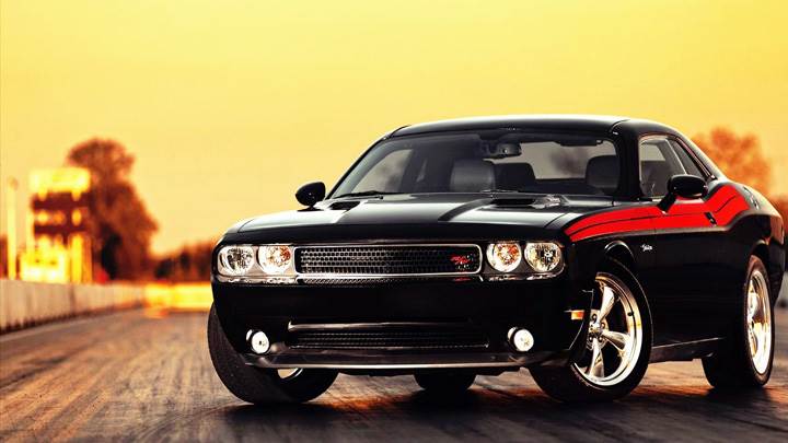Dodge Challenger In Black Front Pose